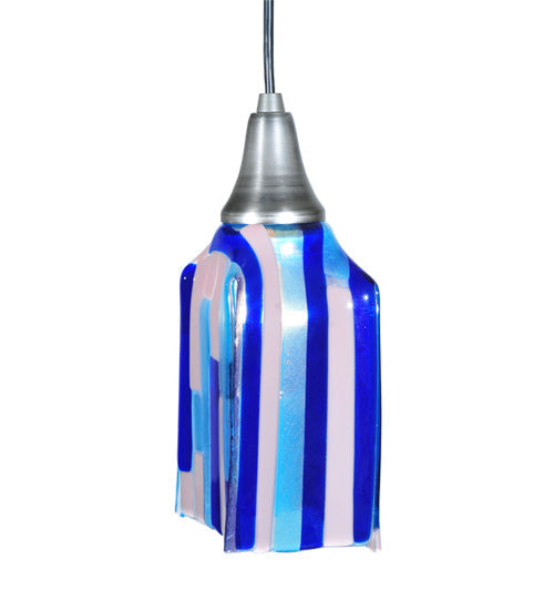 Meyda Lighting Metro Fusion 6" Antique Nickel Ocean Breeze Mini Pendant Light With Multi-Colored Shade Glass