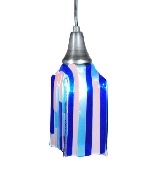 Meyda Lighting Metro Fusion 6" Antique Nickel Ocean Breeze Mini Pendant Light With Multi-Colored Shade Glass