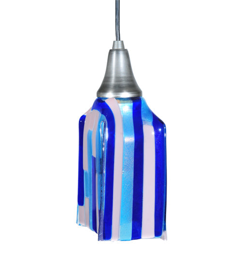 Meyda Lighting Metro Fusion 6" Antique Nickel Ocean Breeze Mini Pendant Light With Multi-Colored Shade Glass