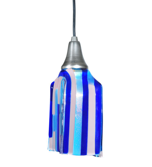 Meyda Lighting Metro Fusion 6" Antique Nickel Ocean Breeze Mini Pendant Light With Multi-Colored Shade Glass
