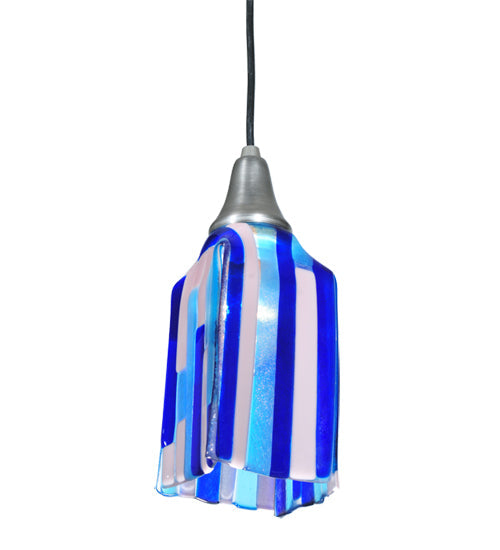 Meyda Lighting Metro Fusion 6" Antique Nickel Ocean Breeze Mini Pendant Light With Multi-Colored Shade Glass