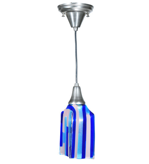 Meyda Lighting Metro Fusion 6" Antique Nickel Ocean Breeze Mini Pendant Light With Multi-Colored Shade Glass