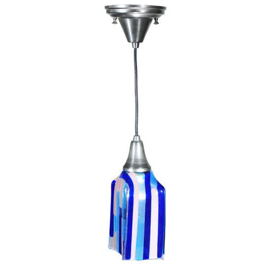 Meyda Lighting Metro Fusion 6" Antique Nickel Ocean Breeze Mini Pendant Light With Multi-Colored Shade Glass