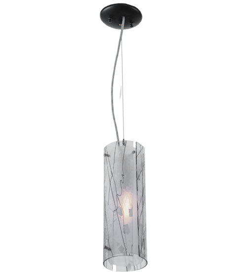 Meyda Lighting Metro Fusion 6" Black Powdercoat Branches Mini Pendant Light With White Shade Glass