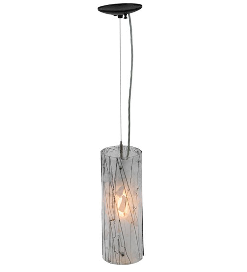 Meyda Lighting Metro Fusion 6" Black Powdercoat Branches Mini Pendant Light With White Shade Glass