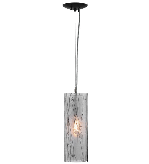 Meyda Lighting Metro Fusion 6" Black Powdercoat Branches Mini Pendant Light With White Shade Glass