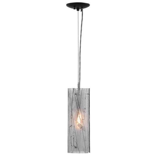 Meyda Lighting Metro Fusion 6" Black Powdercoat Branches Mini Pendant Light With White Shade Glass