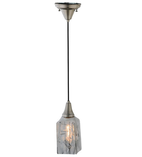 Meyda Lighting Metro Fusion 6" Brushed Nickel Licorice Mini Pendant Light With Black & White Draped Shade Glass