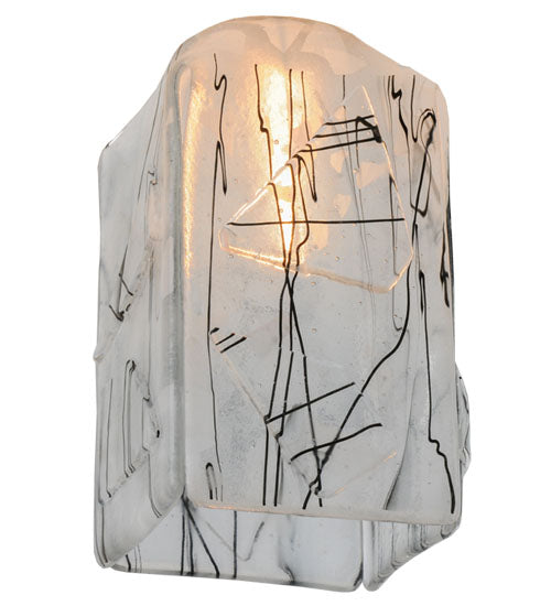 Meyda Lighting Metro Fusion 6" Brushed Nickel Licorice Mini Pendant Light With Black & White Draped Shade Glass