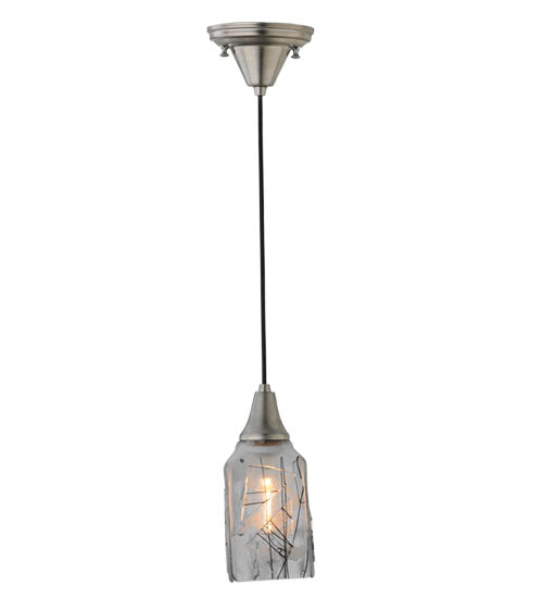 Meyda Lighting Metro Fusion 6" Brushed Nickel Licorice Mini Pendant Light With Black & White Draped Shade Glass