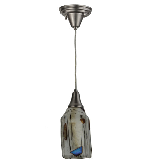 Meyda Lighting Metro Fusion 6" Brushed Nickel Mini Pendant Light With Ramoscelli Draped Shade Glass