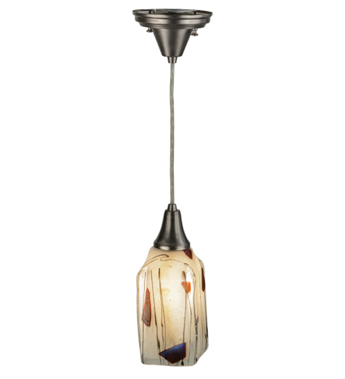 Meyda Lighting Metro Fusion 6" Brushed Nickel Mini Pendant Light With Ramoscelli Draped Shade Glass