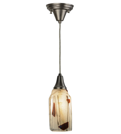 Meyda Lighting Metro Fusion 6" Brushed Nickel Mini Pendant Light With Ramoscelli Draped Shade Glass
