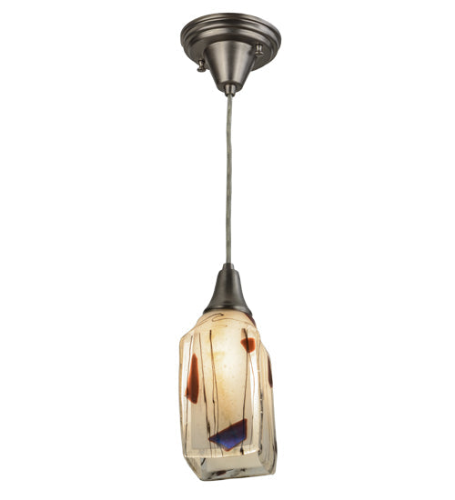 Meyda Lighting Metro Fusion 6" Brushed Nickel Mini Pendant Light With Ramoscelli Draped Shade Glass