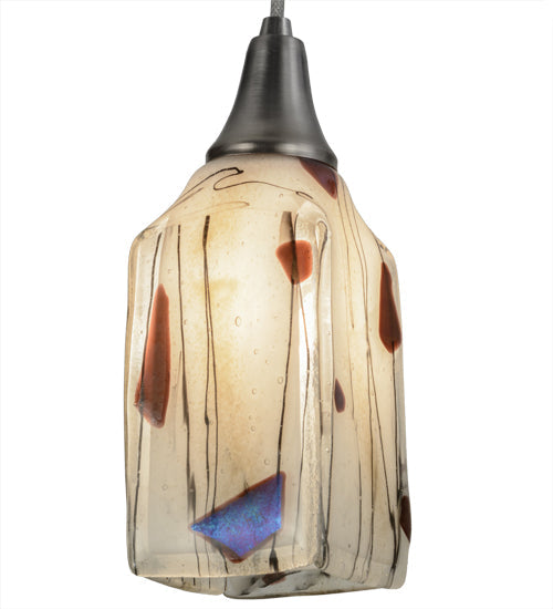 Meyda Lighting Metro Fusion 6" Brushed Nickel Mini Pendant Light With Ramoscelli Draped Shade Glass