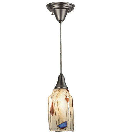 Meyda Lighting Metro Fusion 6" Brushed Nickel Mini Pendant Light With Ramoscelli Draped Shade Glass
