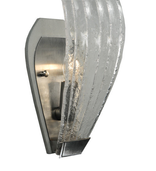 Meyda Lighting Metro Fusion 6" Brushed Stainless Steel Wall Sconce With Crystal Clear Shade Glass