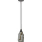 Meyda Lighting Metro Fusion 6" Cosmic Silver Vein Licorice Mini Pendant Light With Draped Clear and Amber Frit Shade Glass
