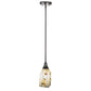 Meyda Lighting Metro Fusion 6" Cosmic Silver Vein Licorice Mini Pendant Light With Draped Clear and Amber Frit Shade Glass