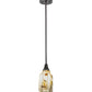 Meyda Lighting Metro Fusion 6" Cosmic Silver Vein Licorice Mini Pendant Light With Draped Clear and Amber Frit Shade Glass