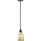 Meyda Lighting Metro Fusion 6" Cosmic Silver Vein Licorice Mini Pendant Light With Draped Clear and Amber Frit Shade Glass