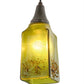 Meyda Lighting Metro Fusion 6" Craftsman Brown Distressed Draped Mini Pendant Light With Celadon Green & Amber Frit Shade Glass