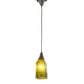 Meyda Lighting Metro Fusion 6" Craftsman Brown Distressed Draped Mini Pendant Light With Celadon Green & Amber Frit Shade Glass