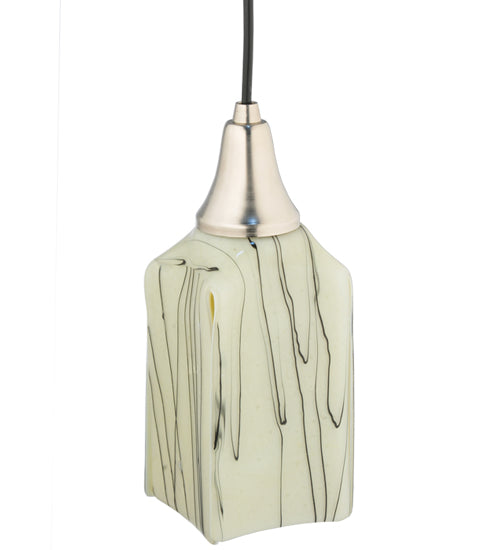 Meyda Lighting Metro Fusion 6" Satin Stainless Steel Branches Draped Mini Pendant Light With Beige Shade Glass