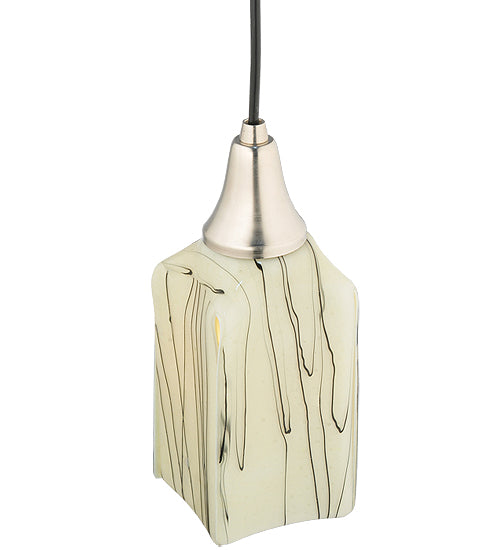 Meyda Lighting Metro Fusion 6" Satin Stainless Steel Branches Draped Mini Pendant Light With Beige Shade Glass