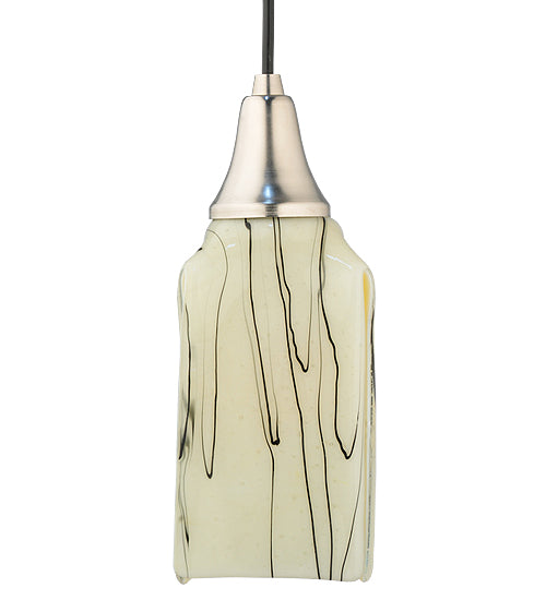 Meyda Lighting Metro Fusion 6" Satin Stainless Steel Branches Draped Mini Pendant Light With Beige Shade Glass