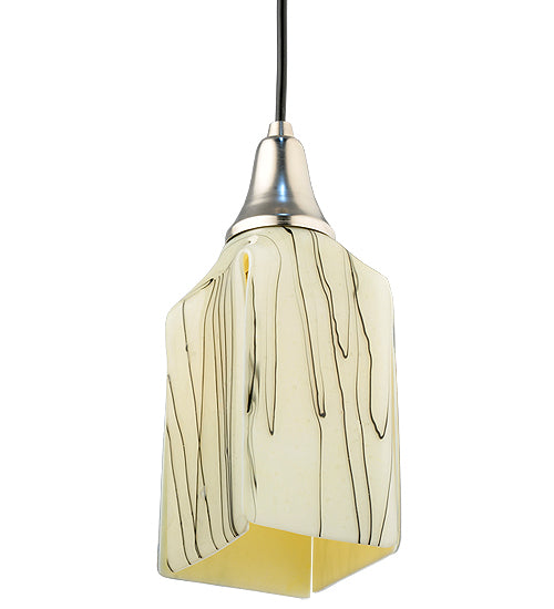 Meyda Lighting Metro Fusion 6" Satin Stainless Steel Branches Draped Mini Pendant Light With Beige Shade Glass