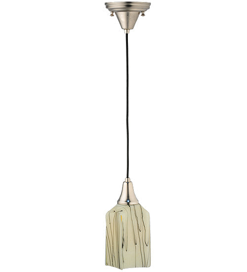 Meyda Lighting Metro Fusion 6" Satin Stainless Steel Branches Draped Mini Pendant Light With Beige Shade Glass