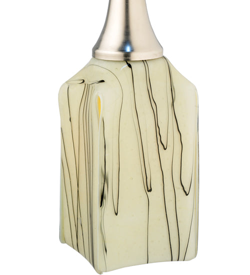 Meyda Lighting Metro Fusion 6" Satin Stainless Steel Branches Draped Mini Pendant Light With Beige Shade Glass