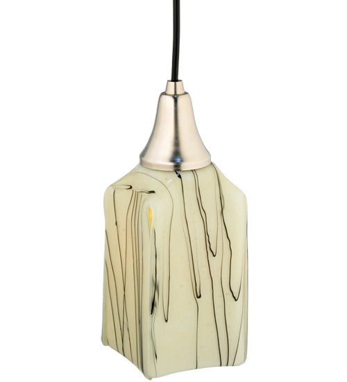 Meyda Lighting Metro Fusion 6" Satin Stainless Steel Branches Draped Mini Pendant Light With Beige Shade Glass