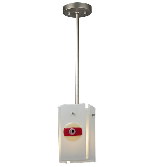 Meyda Lighting Metro Fusion 6" Silver Pool Balls Mini Pendant Light With White Quadrato Shade Glass