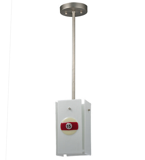Meyda Lighting Metro Fusion 6" Silver Pool Balls Mini Pendant Light With White Quadrato Shade Glass