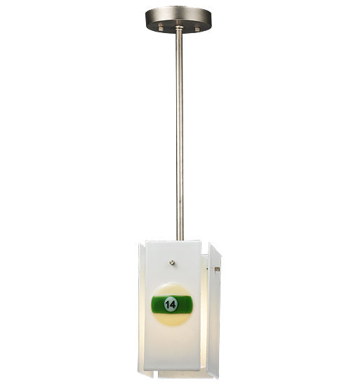 Meyda Lighting Metro Fusion 6" Silver Pool Balls Mini Pendant Light With White Quadrato Shade Glass