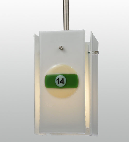 Meyda Lighting Metro Fusion 6" Silver Pool Balls Mini Pendant Light With White Quadrato Shade Glass