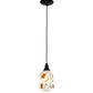 Meyda Lighting Metro Fusion 6" Textured Black Mini Pendant Light With White & Brown Shade Glass