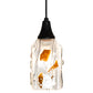 Meyda Lighting Metro Fusion 6" Textured Black Mini Pendant Light With White & Brown Shade Glass