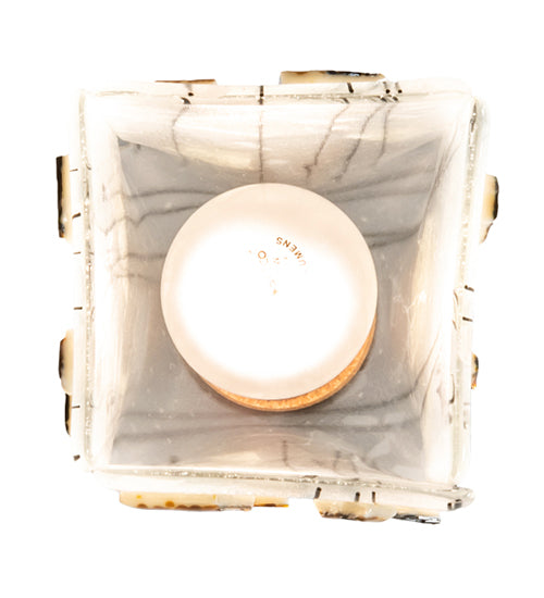 Meyda Lighting Metro Fusion 6" Textured Black Mini Pendant Light With White & Brown Shade Glass