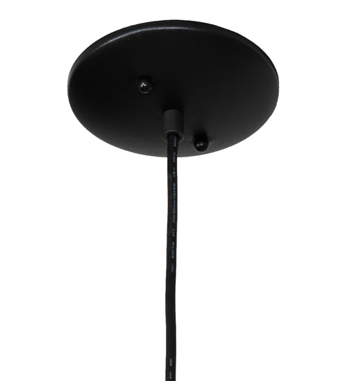 Meyda Lighting Metro Fusion 6" Textured Black Mini Pendant Light With White & Brown Shade Glass