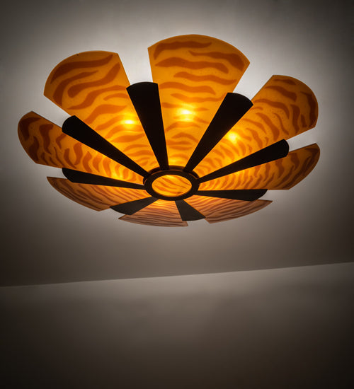 Meyda Lighting Metro Fusion 60" 6-Light Mahogany Bronze Elite Semi-flush Mount Light With Amber Fused Shade Glass