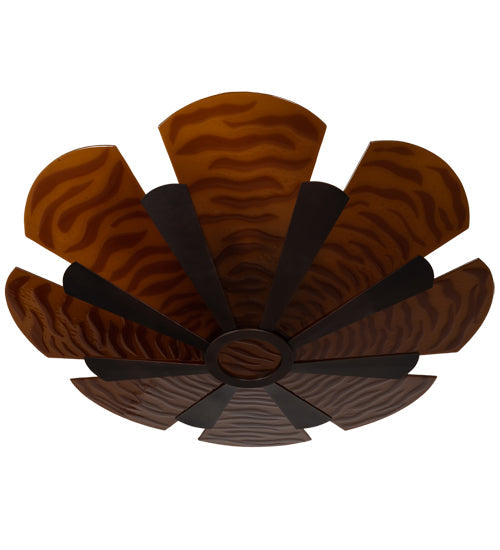 Meyda Lighting Metro Fusion 60" 6-Light Mahogany Bronze Elite Semi-flush Mount Light With Amber Fused Shade Glass