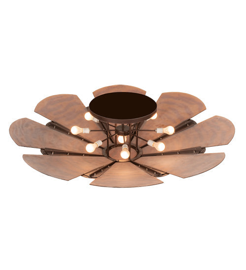 Meyda Lighting Metro Fusion 60" 6-Light Mahogany Bronze Elite Semi-flush Mount Light With Amber Fused Shade Glass