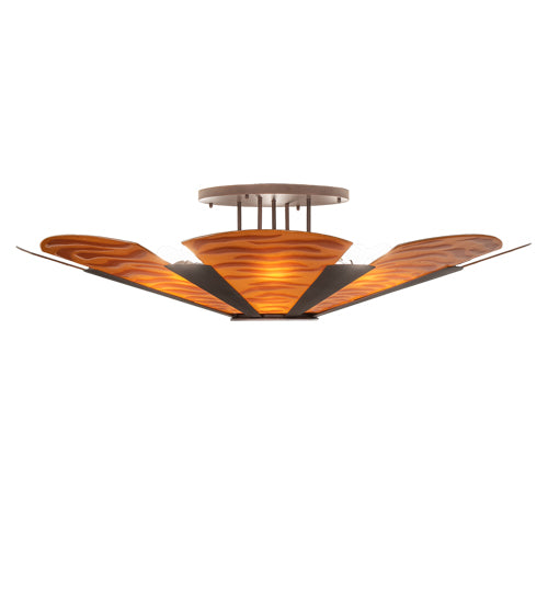 Meyda Lighting Metro Fusion 60" 6-Light Mahogany Bronze Elite Semi-flush Mount Light With Amber Fused Shade Glass