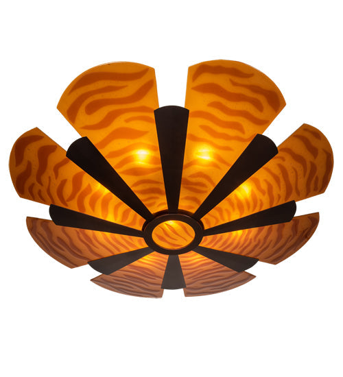 Meyda Lighting Metro Fusion 60" 6-Light Mahogany Bronze Elite Semi-flush Mount Light With Amber Fused Shade Glass