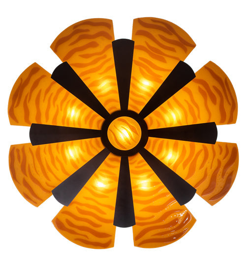 Meyda Lighting Metro Fusion 60" 6-Light Mahogany Bronze Elite Semi-flush Mount Light With Amber Fused Shade Glass