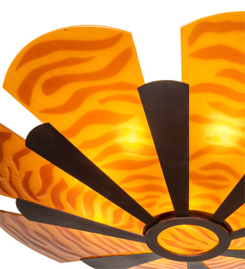 Meyda Lighting Metro Fusion 60" 6-Light Mahogany Bronze Elite Semi-flush Mount Light With Amber Fused Shade Glass
