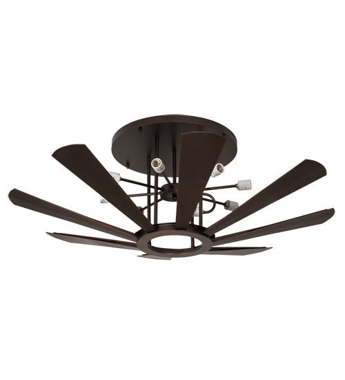 Meyda Lighting Metro Fusion 60" 6-Light Mahogany Bronze Elite Semi-flush Mount Light With Amber Fused Shade Glass